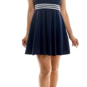 Emerald Sundae Navy Mini Dress with White Accents